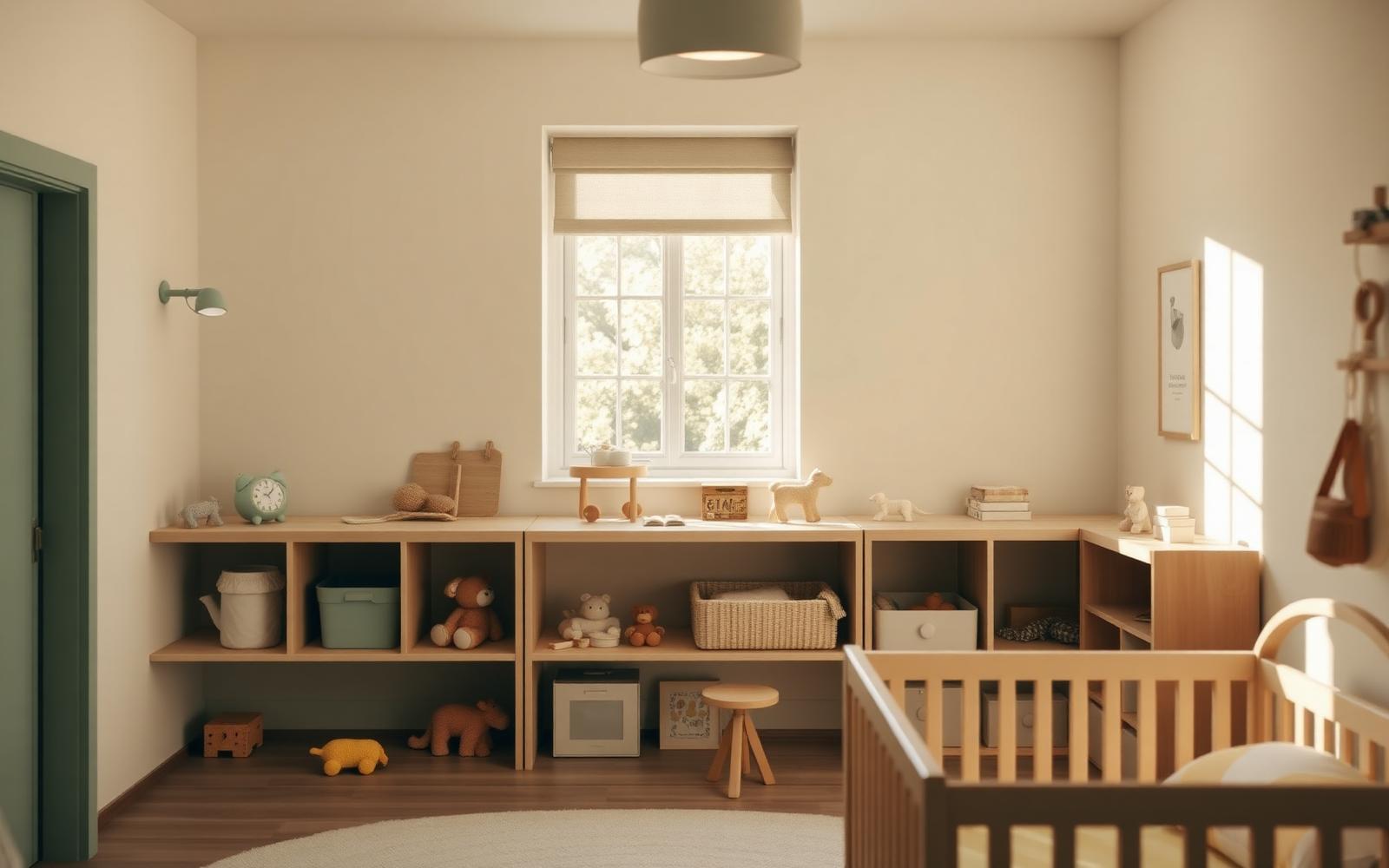 Bright, calm UK nursery interior
